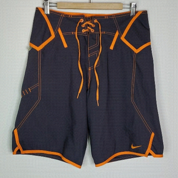 NIKE  medium orange and dark grey 32" swim shorts - Picture 1 of 6